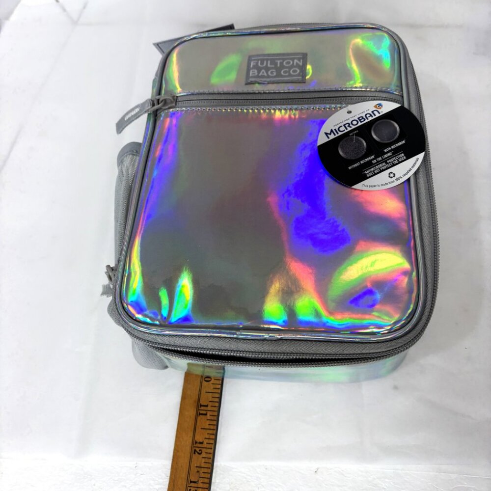 Fulton Bag Co Lunch Bag Insulated Upright Silver Opalescent Tote NWT - Picture 13 of 15